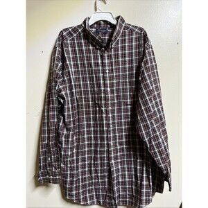Roundtree & Yorke Travel Smart Men's 3XT Long Sleeve Shirt Red Plaid EUC